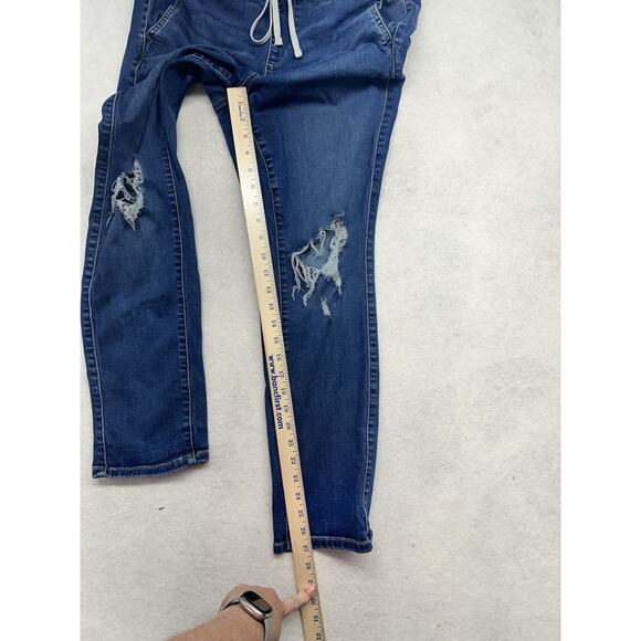 Torrid Womens Jeans Size 1 R Pull On Distressed Straight Mid Rise Blue - Picture 6 of 9
